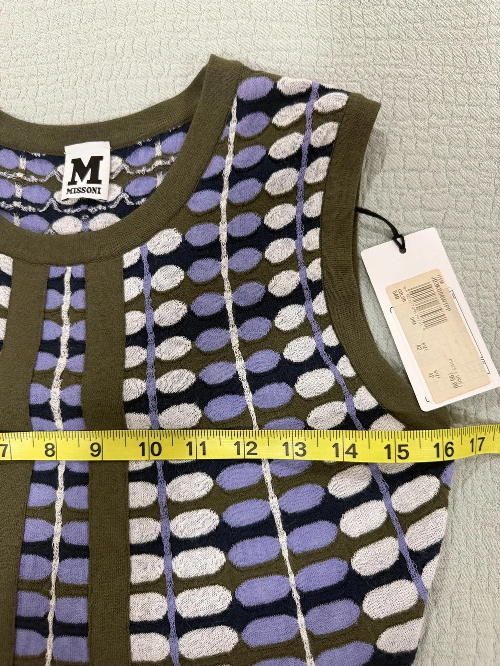 Missoni Sleeveless Patterned Fit-and-Flare Dress in Lavender and Olive